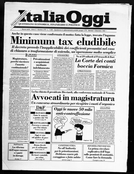 Italia oggi : quotidiano di economia finanza e politica